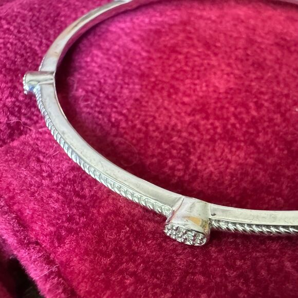 Set of 5 Affinity Diamond Sterling Silver Bangle Bracelets 925 Vintage 8 Inch - Picture 10 of 15